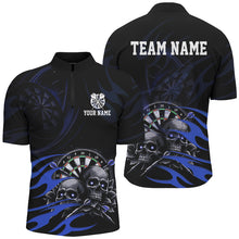 Load image into Gallery viewer, Funny Skull Blue Swirl Pattern Dart Shirts For Men Custom Dart Jerseys Dart Team Shirts Uniform TDM2837