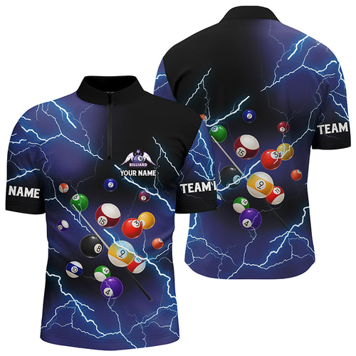 Personalized Billiard Balls Thunder Lightning Purple Version Custom Men Quarter-Zip Shirts TDM0624