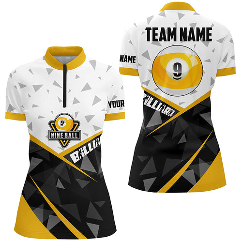 9 Ball Pool Billiard Jerseys Custom Women Quarter-Zip Shirts, 9 Ball League Billiard Shirts TDM0628