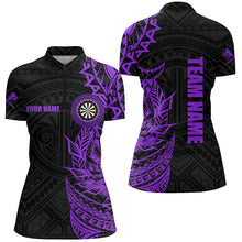 Load image into Gallery viewer, Personalized Purple Tribal Darts Polo &amp; Quarter Zip Custom Dart Shirts For Women Dart Jerseys TDM3061