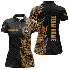 Load image into Gallery viewer, Personalized Gold Tribal Darts Polo &amp; Quarter Zip Custom Dart Shirts For Women Dart Jerseys TDM3062