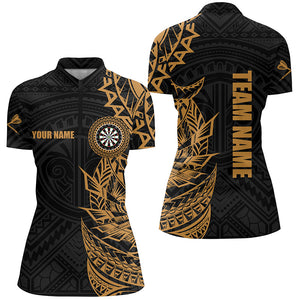 Personalized Gold Tribal Darts Polo & Quarter Zip Custom Dart Shirts For Women Dart Jerseys TDM3062