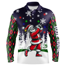 Load image into Gallery viewer, Funny Santa Christmas Light Argyle Pattern Men Golf Polo Shirts Custom Golfing Gifts For Christmas TDM3065