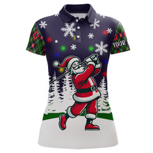 Load image into Gallery viewer, Funny Santa Christmas Light Argyle Pattern Women Golf Polo Shirts Custom Golfing Gifts For Christmas TDM3065