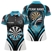 Load image into Gallery viewer, Personalized Blue Dartboard With Shark Women Dart Shirts Custom Darts League Dart Team Jerseys TDM3313