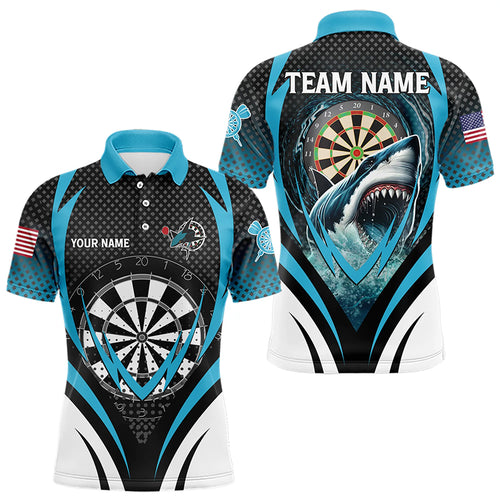 Personalized Blue Dartboard With Shark Men Dart Shirts Custom Darts League Dart Team Jerseys TDM3313