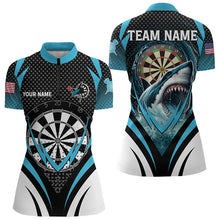 Load image into Gallery viewer, Personalized Blue Dartboard With Shark Women Dart Shirts Custom Darts League Dart Team Jerseys TDM3313