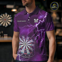 Load image into Gallery viewer, Custom Lightning Purple Darts Shirt With Pocket Option For Men, Darts Jersey TDM5552