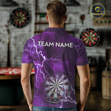 Load image into Gallery viewer, Custom Lightning Purple Darts Shirt With Pocket Option For Men, Darts Jersey TDM5552