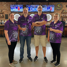 Load image into Gallery viewer, Custom Lightning Purple Darts Shirt With Pocket Option For Women, Darts Jersey TDM5552