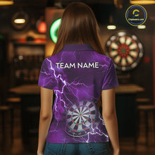 Load image into Gallery viewer, Custom Lightning Purple Darts Shirt With Pocket Option For Women, Darts Jersey TDM5552