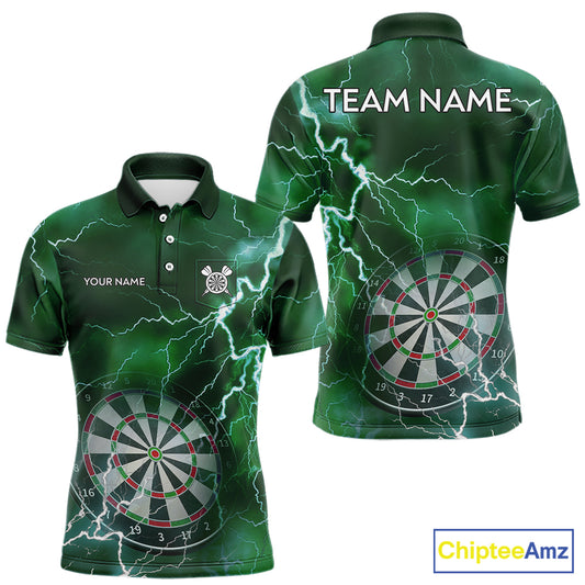 Custom Lightning Green Darts Shirt With Pocket Option For Men, Darts Jersey TDM5553
