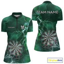 Load image into Gallery viewer, Custom Lightning Green Darts Shirt With Pocket Option For Women, Darts Jersey TDM5553