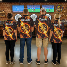 Load image into Gallery viewer, Personalized Dartboard Fire Flame Gold Thunder Women's Darts Shirt Custom Darts Team Jersey TDM5556