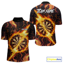 Load image into Gallery viewer, Personalized Dartboard Fire Flame Gold Thunder Men's Darts Shirt Custom Darts Team Jersey TDM5556