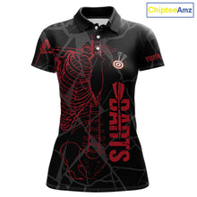 Load image into Gallery viewer, Black And Red Funny Skeleton Darts Polo &amp; 1/4 Zip Custom Darts Shirt For Women Darts Team Jersey TDM5800