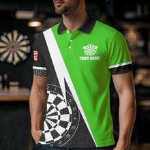 Load image into Gallery viewer, Black And Green Grunge Dartboard Men Darts Polo &amp; Quarter Zip For Men Custom Dart Jersey Uniform TDM3644
