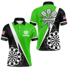 Load image into Gallery viewer, Black And Green Grunge Dartboard Men Darts Polo &amp; Quarter Zip For Men Custom Dart Jersey Uniform TDM3644