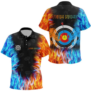 Personalized Archery Target Fire And Water 3D Printed Polo Shirts For Kid Custom Archery Jersey TDM1321