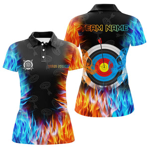 Personalized Archery Target Fire And Water 3D Printed Polo Shirts For Women Custom Archery Jersey TDM1321