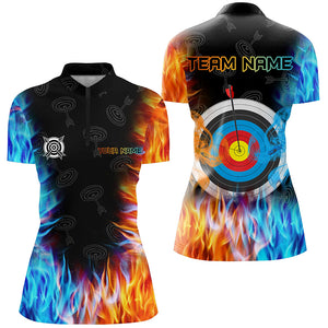 Personalized Archery Target Fire Water 3D Printed Women Quarter-Zip Shirts, Archery Jersey TDM1321