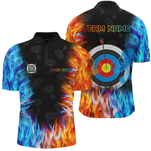 Personalized Archery Target Fire Water 3D Printed Men Quarter-Zip Shirts, Archery Jersey TDM1321