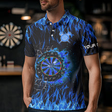 Load image into Gallery viewer, Blue Flaming Dart Shirt With Pocket Option For Men Custom Dart Team Jersey TDM3791