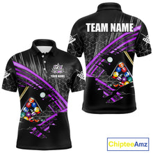 Load image into Gallery viewer, Personalized Billiard Shirts For Men Custom 8 Ball Pool Team Jersey Polo &amp; 1/4 Zip | Purple TDM6173