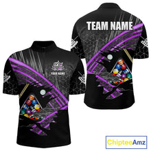 Load image into Gallery viewer, Personalized Billiard Shirts For Men Custom 8 Ball Pool Team Jersey Polo &amp; 1/4 Zip | Purple TDM6173