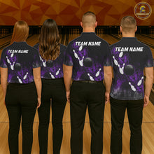 Load image into Gallery viewer, Black And Purple Custom Butterfly Bowling Shirt For Men, Bowling Team Jersey Polo &amp; 1/4 Zip Shirt TDM6180