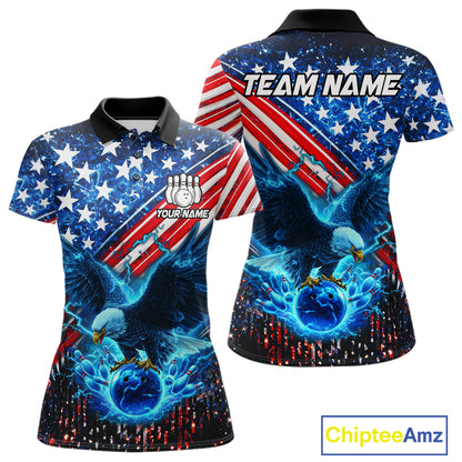 Bowling Jersey with American flag design and eagle graphics, featuring customizable your name & team name