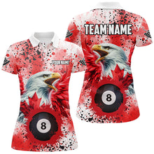 Load image into Gallery viewer, Red Grunge Billiard Ball 8 Eagle Custom Canadian Flag Women Billiard Shirts, Patriotic Pool Jerseys TDM1895