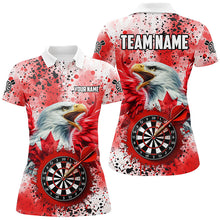 Load image into Gallery viewer, Red Grunge Dartboard Eagle Custom Canadian Flag Women Darts Shirts, Patriotic Canada Darts Jerseys TDM1897