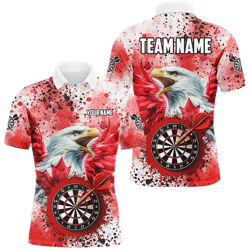 Red Grunge Dartboard Eagle Custom Canadian Flag Men Darts Shirts, Patriotic Canada Darts Jerseys TDM1897