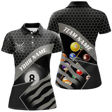 Load image into Gallery viewer, Black Billiard Jerseys For Women Custom Name 3D Printed 8 Ball Pool Team League Billiard Shirts TDM1900