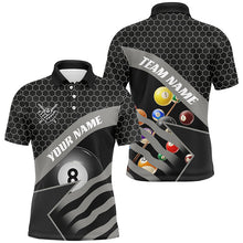 Load image into Gallery viewer, Black Billiard Jerseys For Men Custom Name 3D Printed 8 Ball Pool Team League Billiard Shirts TDM1900