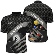 Load image into Gallery viewer, Black Billiard Jerseys For Men Custom Name 3D Printed 8 Ball Pool Team League Billiard Shirts TDM1900