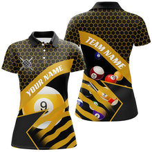 Load image into Gallery viewer, Yellow Black Billiard Jerseys For Women Custom 3D Printed 9 Ball Pool Team League Billiard Shirts TDM1901