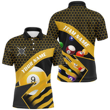 Load image into Gallery viewer, Yellow Black Billiard Jerseys For Men Custom 3D Printed 9 Ball Pool Team League Billiard Shirts TDM1901