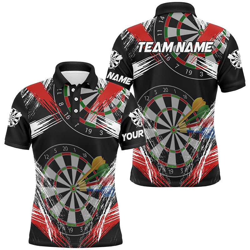 Personalized Darts Tournament Grunge Style Darts Shirts For Men Custom Darts Team Jerseys |Red TDM2106