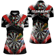 Load image into Gallery viewer, Personalized Darts Tournament Grunge Style Darts Shirts For Women Custom Darts Team Jerseys |Red TDM2106