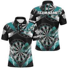 Load image into Gallery viewer, Personalized Darts Tournament Grunge Style Darts Shirts For Men Custom Darts Team Jersey |Turquoise TDM2107