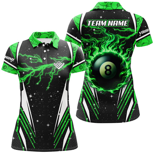 Galaxy Lightning Green 8 Ball Pool Fire Custom Billiard Shirts For Women, Billiard Team Jerseys TDM2341