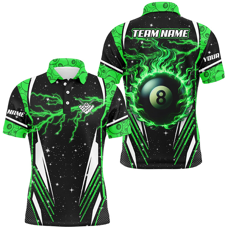 Galaxy Lightning Green 8 Ball Pool Fire Custom Billiard Shirts For Men, Billiard Team Jerseys TDM2341