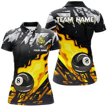 Load image into Gallery viewer, Yellow 8 Ball Fire Flame Grunge Pattern Custom Billiard Shirts For Women, 8 Ball Pool Jerseys Outfit TDM2342