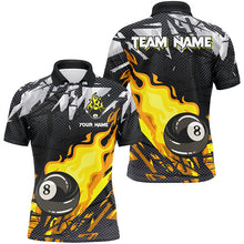 Load image into Gallery viewer, Yellow 8 Ball Fire Flame Grunge Pattern Custom Billiard Shirts For Men, 8 Ball Pool Jerseys Outfit TDM2342