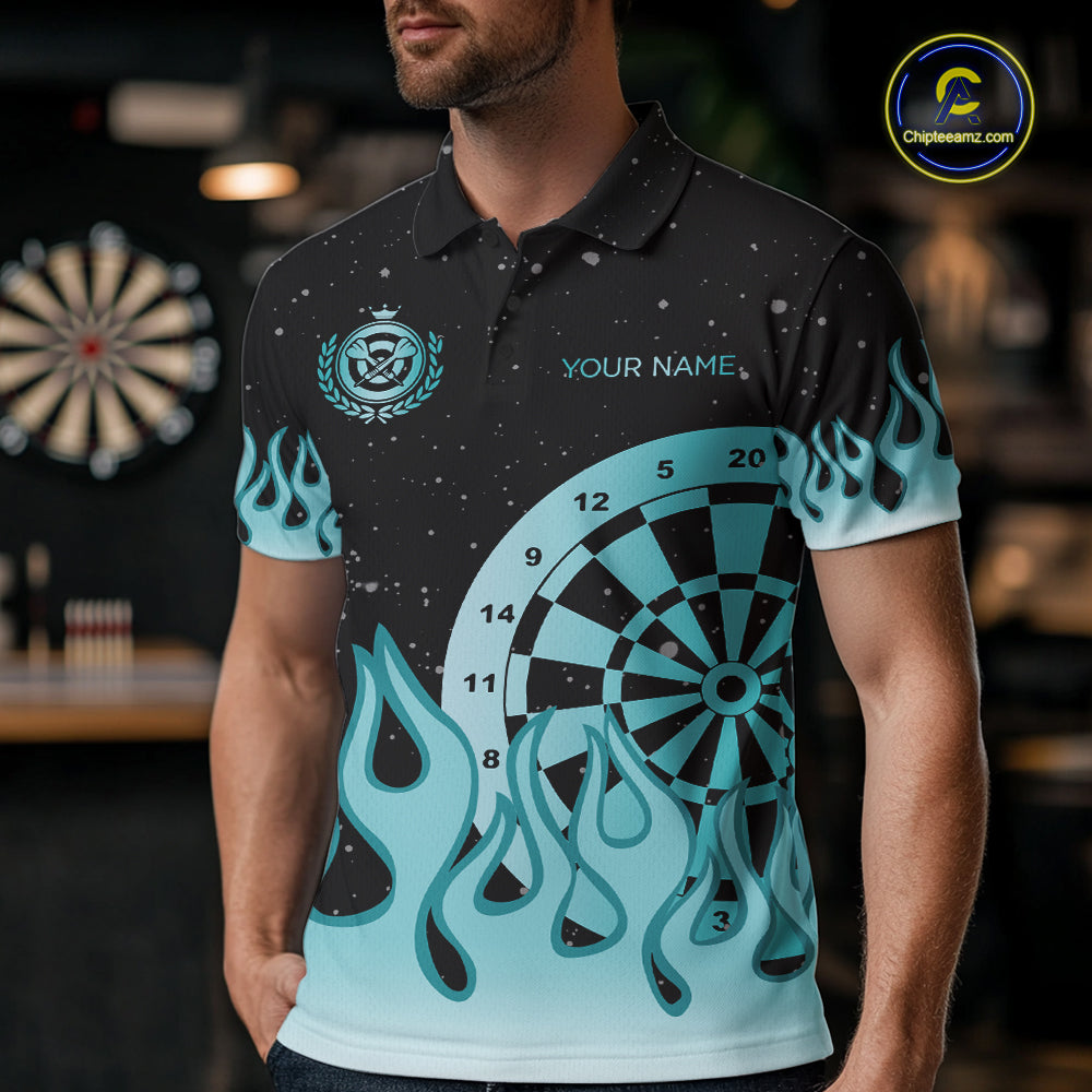 Personalized Teal Dartboard Fire Flame Darts Shirts For Men Custom Darts Team Jersey Darts Gifts TDM7348