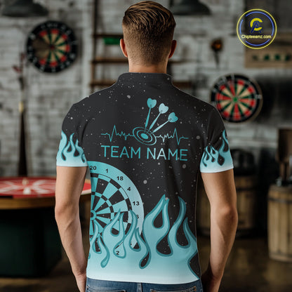 Personalized Teal Dartboard Fire Flame Darts Shirts For Men Custom Darts Team Jersey Darts Gifts TDM7348