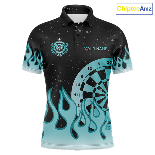 Personalized Teal Dartboard Fire Flame Darts Shirts For Men Custom Darts Team Jersey Darts Gifts TDM7348