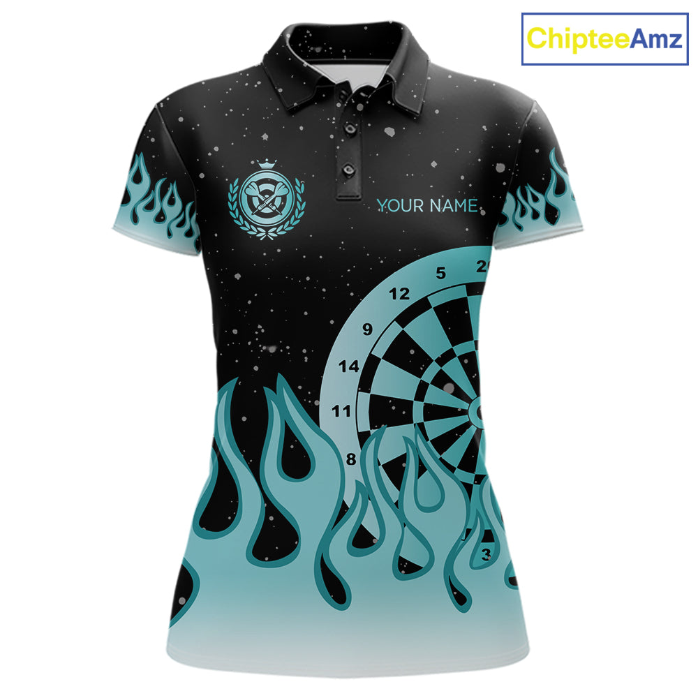 Personalized Teal Dartboard Fire Flame Darts Shirts For Women Custom Darts Team Jersey Darts Gifts TDM7348